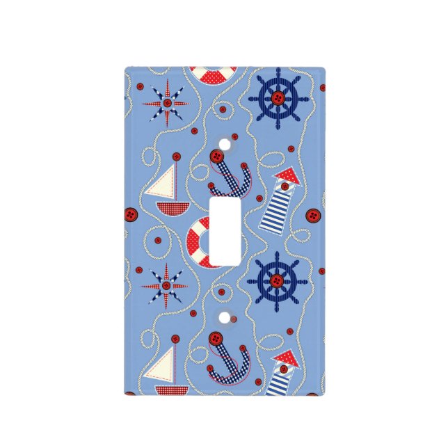 Patchwork Nautical Design Light Switch Cover (Front)