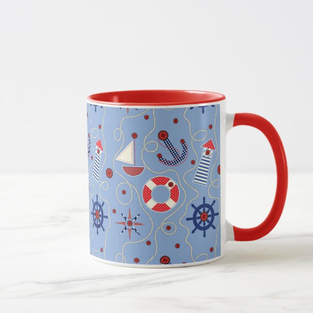 Patchwork Nautical Design Mug (Right)