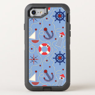 Patchwork Nautical Design OtterBox Defender iPhone SE/8/7 Case