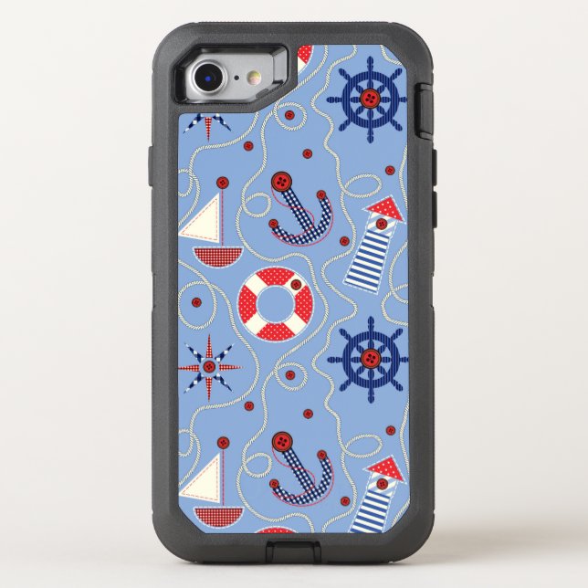 Patchwork Nautical Design Otterbox iPhone Case (Back)