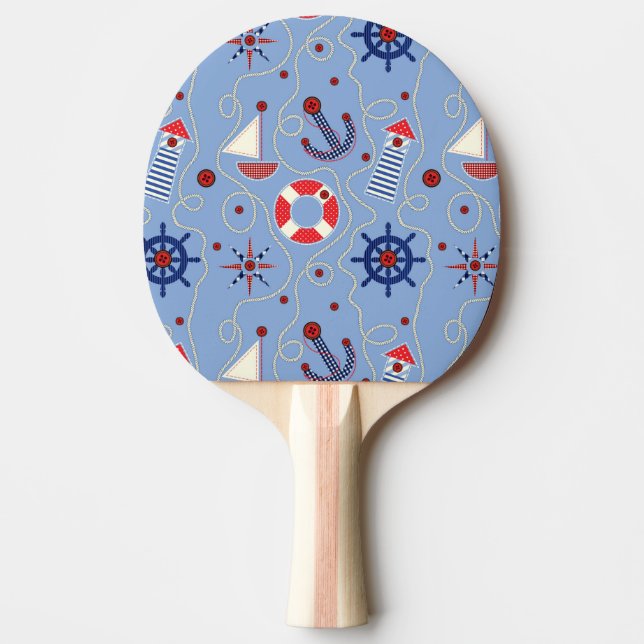 Patchwork Nautical Design Ping-Pong Paddle (Front)