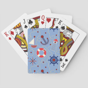 Patchwork Nautical Design Poker Cards
