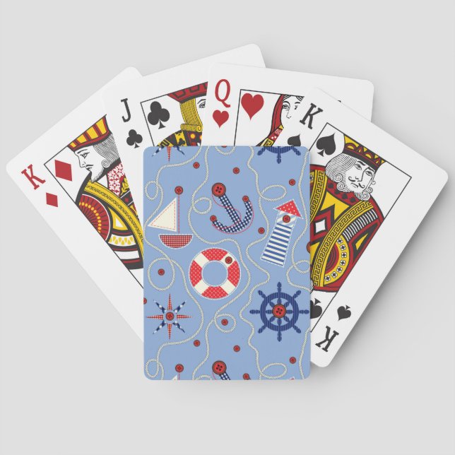 Patchwork Nautical Design Poker Cards (Back)