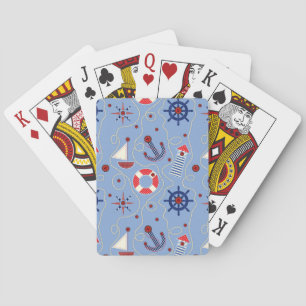 Patchwork Nautical Design Poker Cards