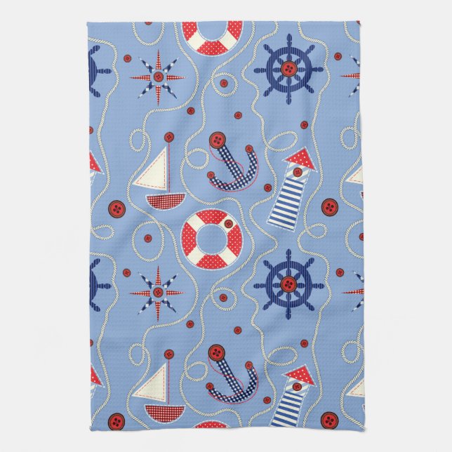 Patchwork Nautical Design Towel (Vertical)