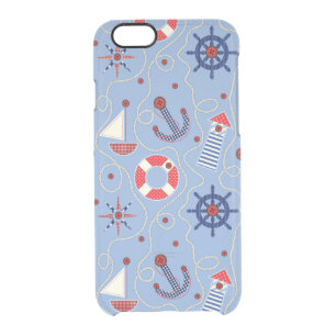 Patchwork Nautical Design Clear iPhone 6/6S Case