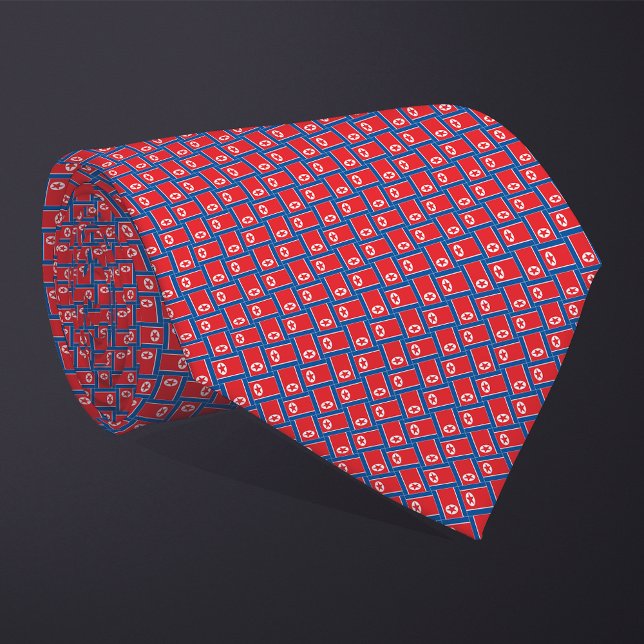 Patchwork North Korea Flag Pattern  Neck Tie (Creator Uploaded)