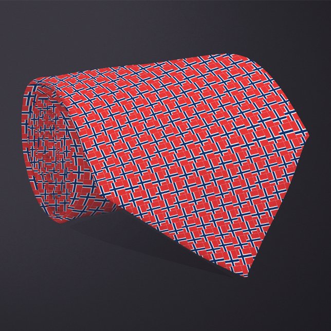 Patchwork Norway Flag Pattern  Neck Tie (Creator Uploaded)