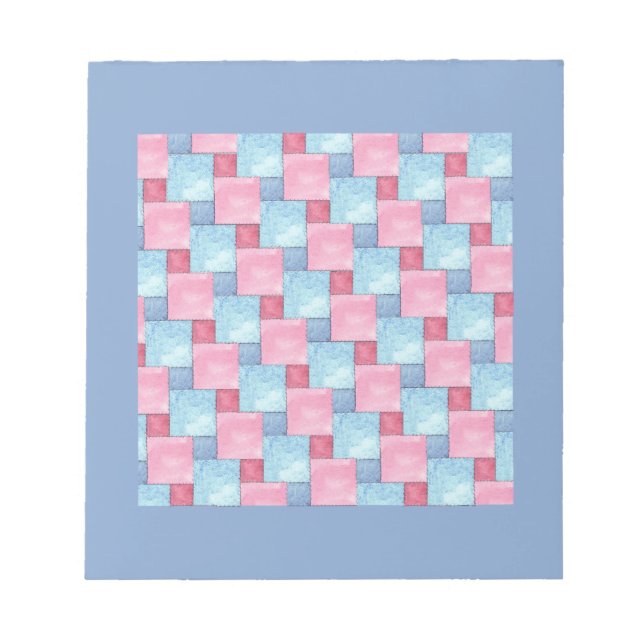 Patchwork Notepad or Jotter, Pinks, Blues (Front)