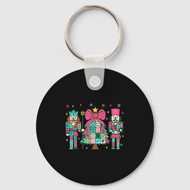 Patchwork Nutcracker Christmas Tree Nk Nutcracker  Keychain (Front)