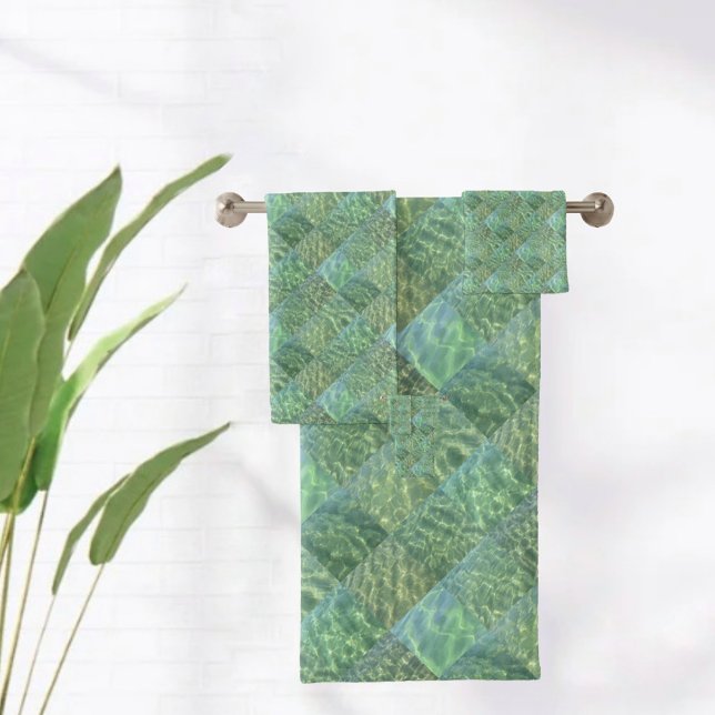 Patchwork of Sea Green Bath Towel Set (Creator Uploaded)