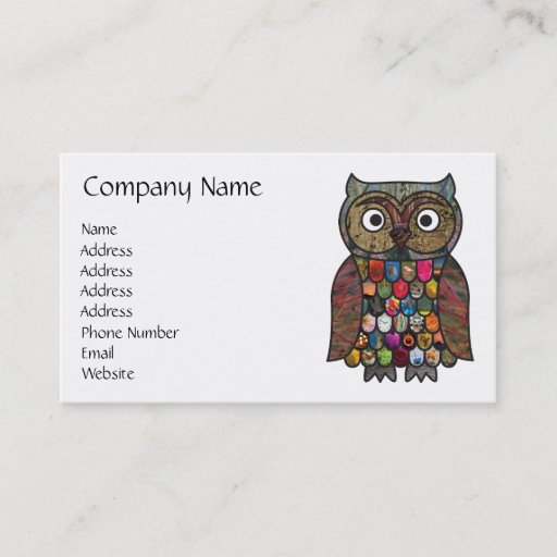 Customizable Patchwork Owl Business Card Template
