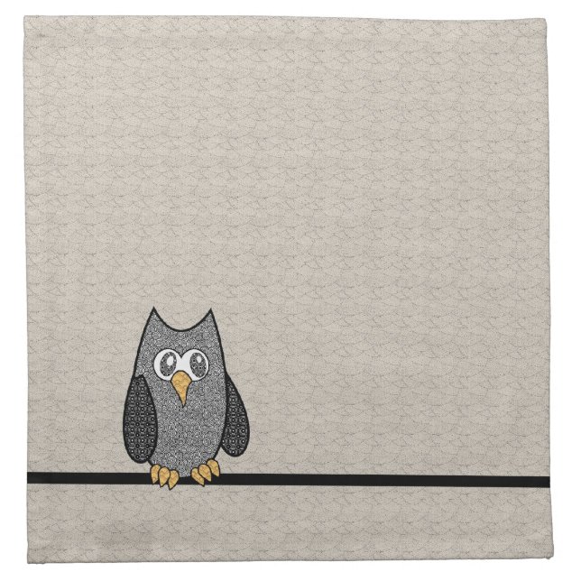 Patchwork Owl Cocktail Napkins (Front)