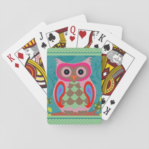 Patchwork Owl Folk Art Poker Cards