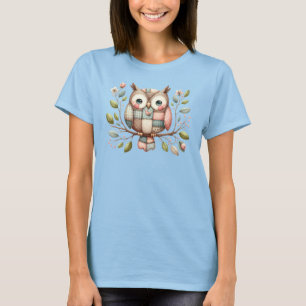 Patchwork Owl in Whimsical Woodland T-Shirt