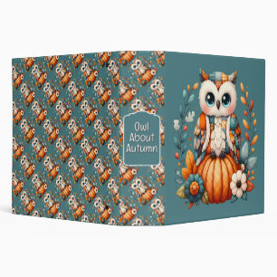 Patchwork Owl on Pumpkin — Cottagecore Fall 3 Ring Binder