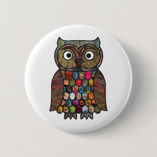 Patchwork Owl Pinback Button