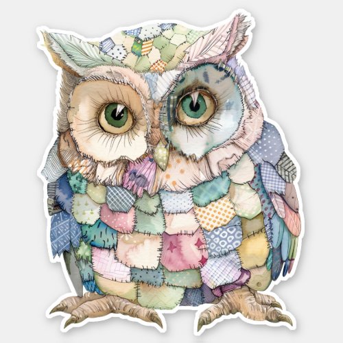 Patchwork Owl Sticker