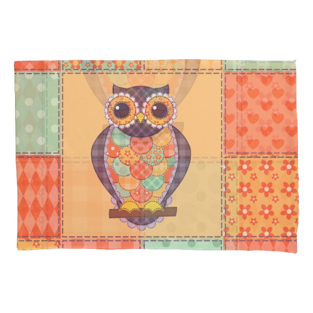 Patchwork Owl Vintage Seamless Pattern Pillow Case (Front)