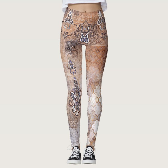 Patchwork Paisley: Classic Vintage Print Leggings (Front)