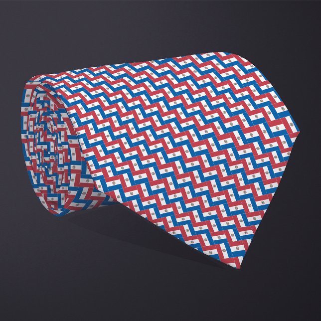 Patchwork Paraguay Flag Pattern  Neck Tie (Creator Uploaded)