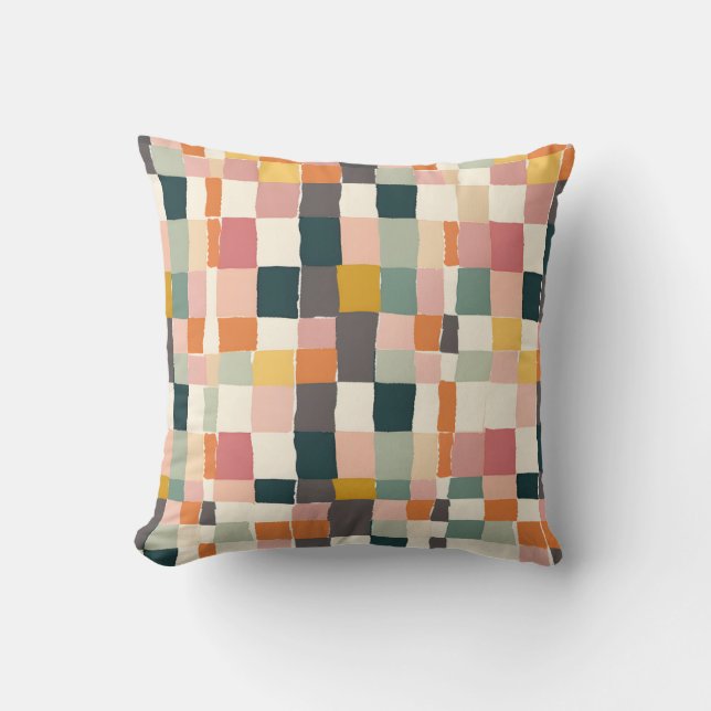 Patchwork Pastels Throw Pillow (Front)