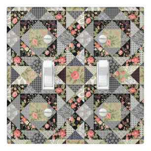 Patchwork Pattern Butterflies Flowers Foliage Rose Light Switch Cover