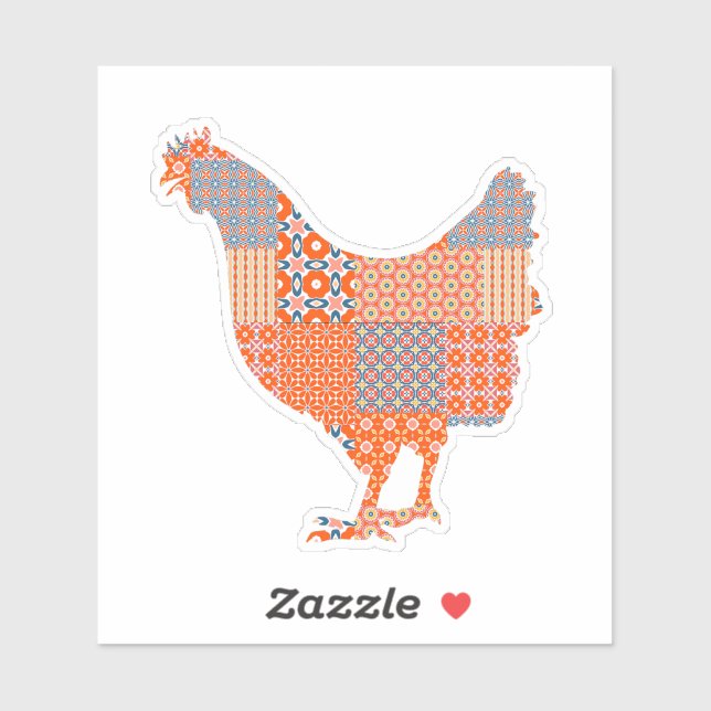 Patchwork Pattern Chicken Farm Animal Sticker (Sheet)