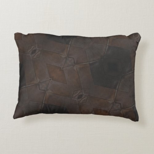 Patchwork Pattern Faux Brown Leather Accent Pillow