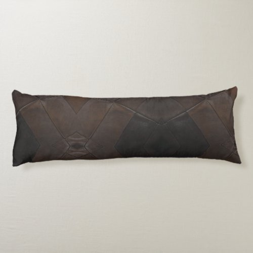 Patchwork Pattern Faux Brown Leather Body Pillow