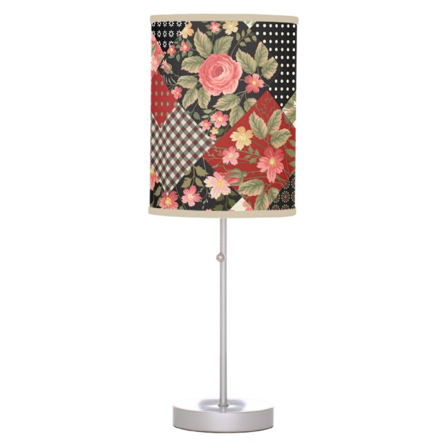 Patchwork Pattern Flowers Polka Dot Geometric Plai Table Lamp (Front)