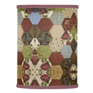 Patchwork Pattern Geometric Floral Stripe Red Blue Lamp Shade