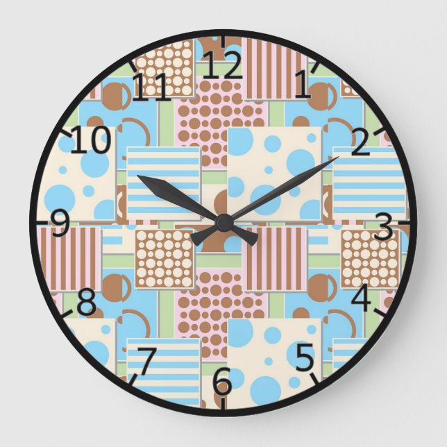 Patchwork Pattern Large Clock (Front)