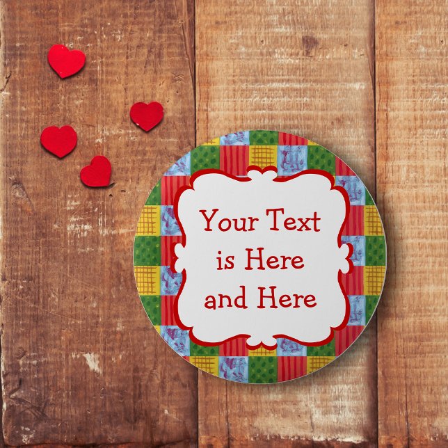 Patchwork Pattern Painting Button (Patchwork pattern hand painting button.  Colorful and cute.  Personalized design.)