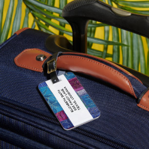 Patchwork Pattern, Patchwork Background, Blue Luggage Tag