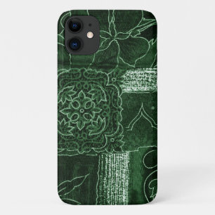Patchwork Pattern, Patchwork Background, Green iPhone 11 Case