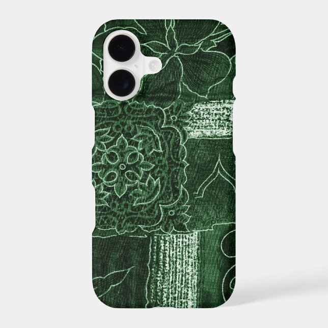 Patchwork Pattern, Patchwork Background, Green Iphone Case (Back)