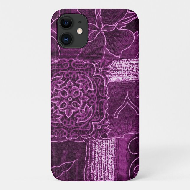 Patchwork Pattern, Patchwork Background, Purple Case-Mate iPhone Case (Back)
