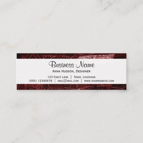 Trendy Chic Decorative Patchwork Flowers Red Business Card Template