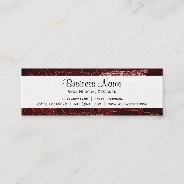 Patchwork Pattern, Patchwork Background, Red Mini Business Card (Front)