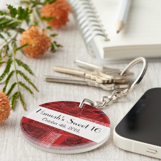 Patchwork Pattern, Patchwork Background, Sweet 16 Keychain (Front Right)