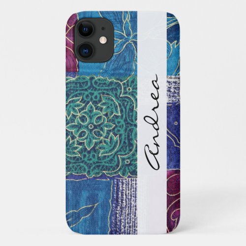 Patchwork Pattern Patchwork Background Your Name iPhone 11 Case