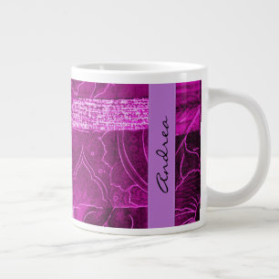 Patchwork Pattern, Patchwork Background, Your Name Giant Coffee Mug