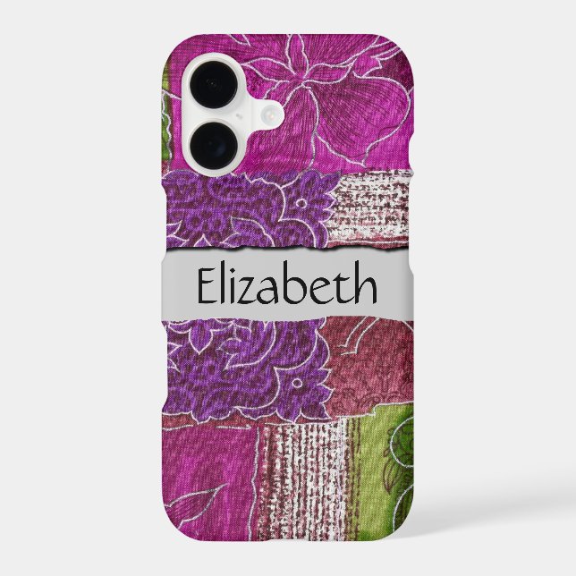 Patchwork Pattern, Patchwork Background, Your Name Iphone Case (Back)