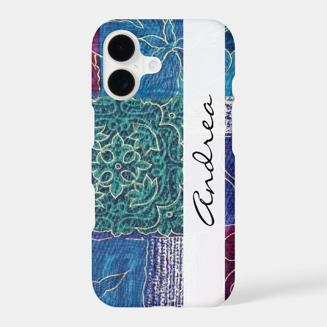 Patchwork Pattern, Patchwork Background, Your Name Iphone Case (Back)