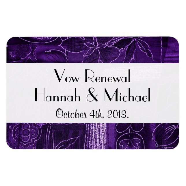 Patchwork Pattern, Purple Patchwork, Vow Renewal Magnet (Horizontal)