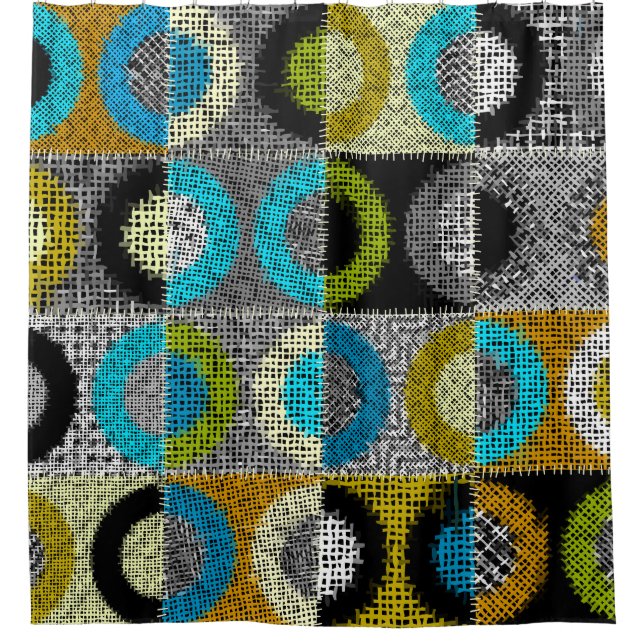 Patchwork pattern, rough canvas imitation. shower curtain (Front)