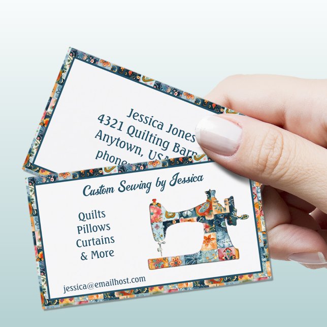 Patchwork Patterned Sewing Machine Business Card (Creator Uploaded)