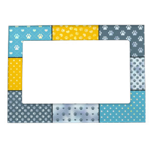 Patchwork Paw Prints Magnetic Frame