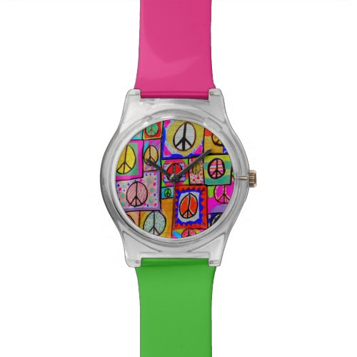 Patchwork Peace Signs Watch